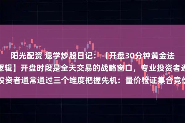 阳光配资 退学炒股日记：【开盘30分钟黄金法则：职业交易员的操盘逻辑】开盘时段是全天交易的战略窗口，专业投资者通常通过三个维度把握先机：量价验证集合竞价最后5分钟（9:20