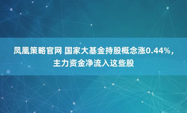 凤凰策略官网 国家大基金持股概念涨0.44%，主力资金净流入这些股